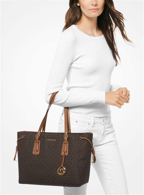 michael kors voyager medium logo tote replica|michael kors zip top tote.